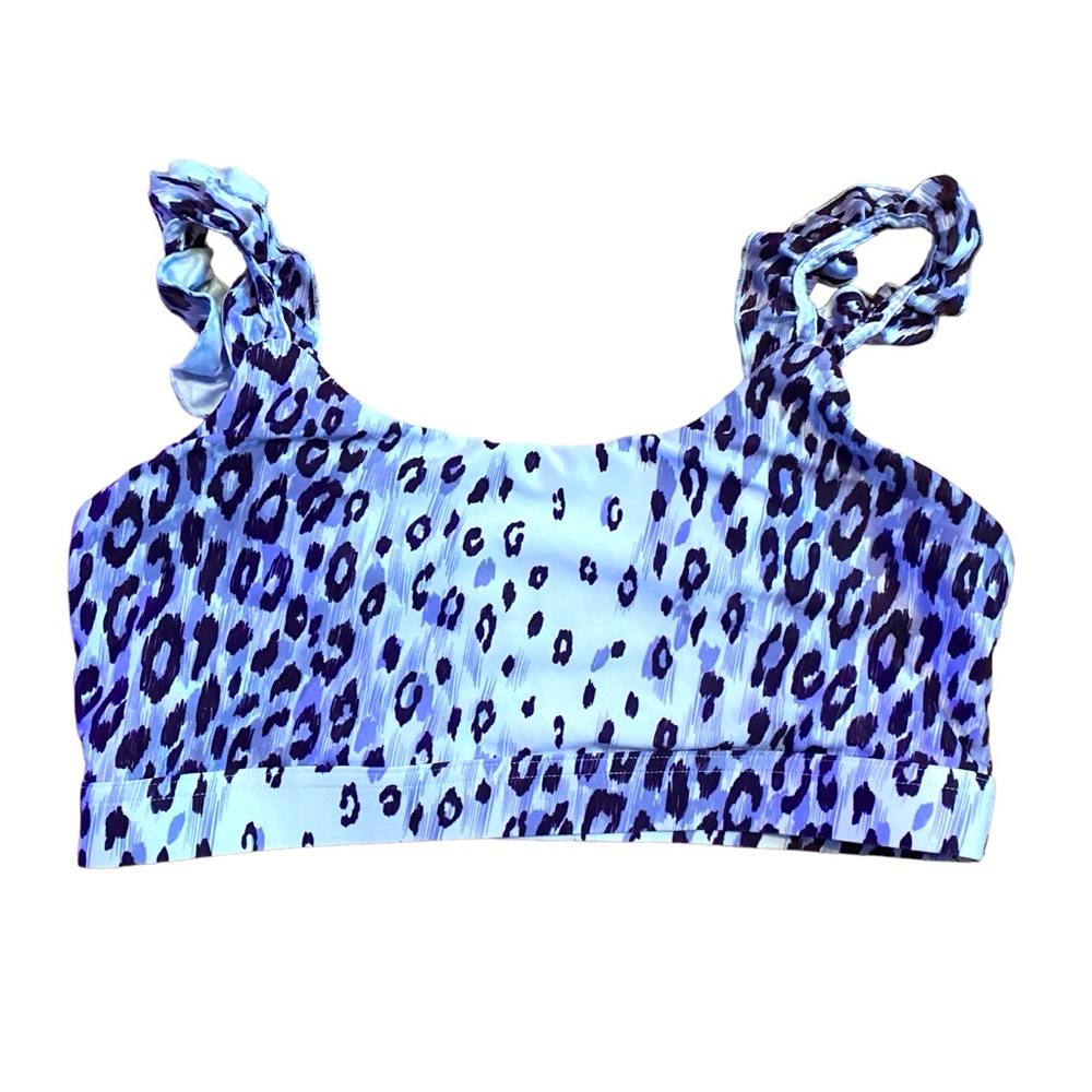 SHEIN Purple and Black Animal Print Bikini Top